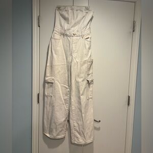 Wild Fable Cream Wide Leg Cargo Jumpsuit